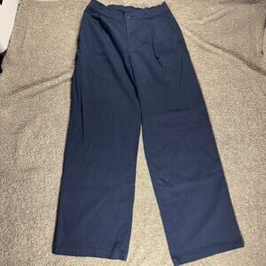 Alo Yoga Road Trip Navy Wide Leg Trouser Pants Athleisure Active Wear Sz Medium